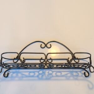 Elegant Black Metal Scroll Shelf For Spices Or Plants